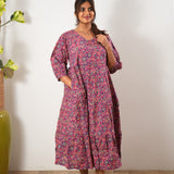 Deep magenta cotton midi dress