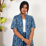 Indigo tie and dye cotton shrug