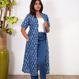 Indigo fern cotton shrug