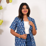 Indigo fern cotton shrug