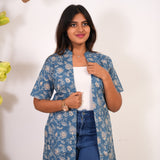 Powder blue floral cotton shrug