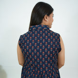 Royal blue cotton maternity nursing shirt dress(attached sleeves)