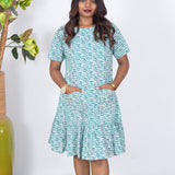 Baby blue floral cotton dress