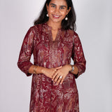 Maroon mandarin collar kurti