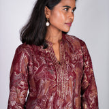 Maroon mandarin collar kurti