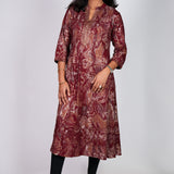 Maroon mandarin collar kurti