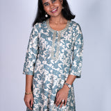 Powder blue round neck kurti