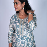 Powder blue round neck kurti