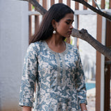 Powder blue round neck kurti