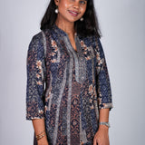 Indigo mandarin collar kurti