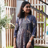 Indigo mandarin collar kurti