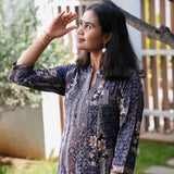 Indigo mandarin collar kurti