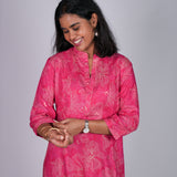 Pink mandarin collar kurti