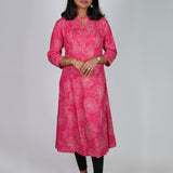 Pink mandarin collar kurti