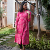 Pink mandarin collar kurti