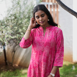 Pink mandarin collar kurti