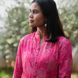 Pink mandarin collar kurti