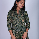 Forest green mandarin collar kurti