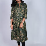 Forest green mandarin collar kurti