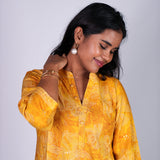 Mustard mandarin collar kurti