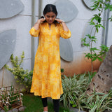 Mustard mandarin collar kurti