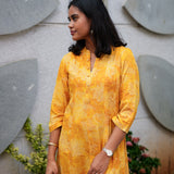 Mustard mandarin collar kurti