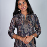 Navy blue mandarin collar kurti