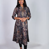 Navy blue mandarin collar kurti