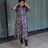 Navy blue mandarin collar kurti