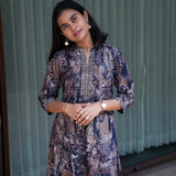 Navy blue mandarin collar kurti