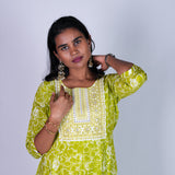 Lime green anarkali kurta