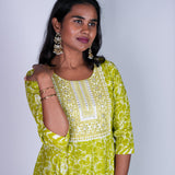 Lime green anarkali kurta