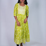 Lime green anarkali kurta