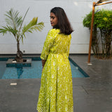 Lime green anarkali kurta