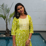 Lime green anarkali kurta