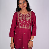 Rose wood cotton short kurti