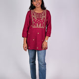 Rose wood cotton short kurti