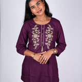 Purple cotton short kurti