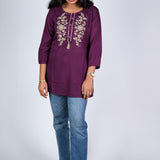 Purple cotton short kurti