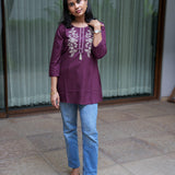 Purple cotton short kurti