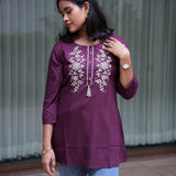 Purple cotton short kurti