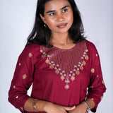 Deep maroon cotton short kurti