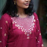 Deep maroon cotton short kurti