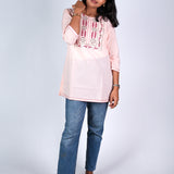 Peach cotton short kurti