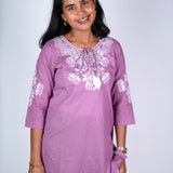 Lilac cotton short kurti