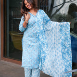 Azure cotton suit set