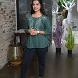 Basil hand embroidered viscose top