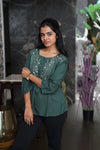 Basil hand embroidered viscose top