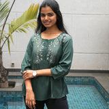 Basil hand embroidered viscose top