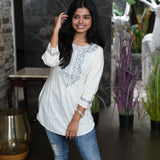 White hand embroidered viscose top